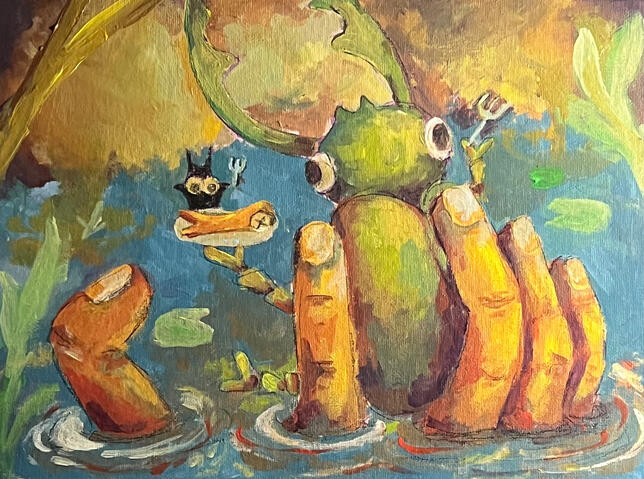 “Beetle Dinner” — Acrylic — 2025